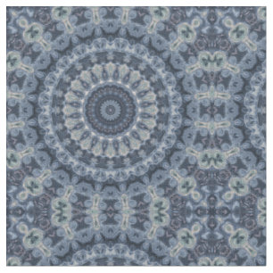 Tissu Conception de motif mandala bleu et argent