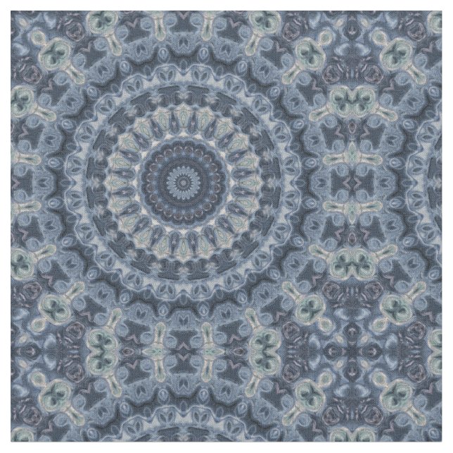 Tissu Conception de motif mandala bleu et argent (Fermer)