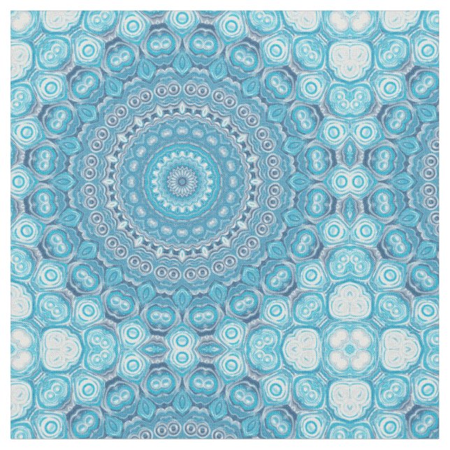Tissu Conception de motif mandala bleu et blanc (Fermer)