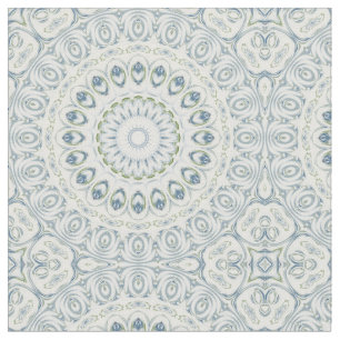 Tissu Conception de motif mandala bleu et vert serein