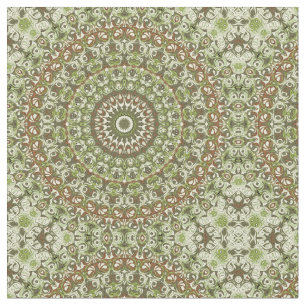 Tissu Conception de motif mandala de couleur vert terreu