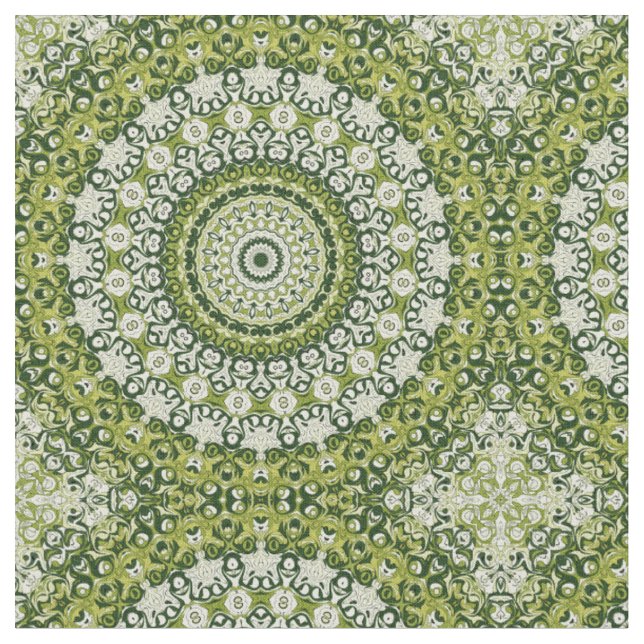 Tissu Conception de motif mandala vert et blanc (Fermer)