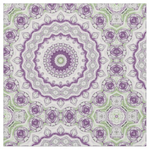 Tissu Conception de motif mandala violet et vert