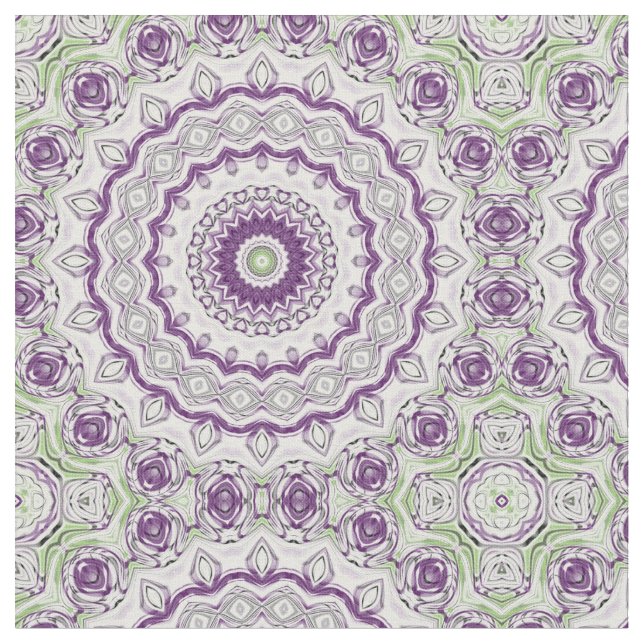 Tissu Conception de motif mandala violet et vert (Fermer)