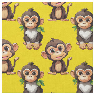 Tissu Conception de motif singe jaune 