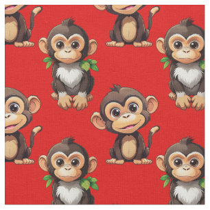 Tissu Conception de motif singe rouge