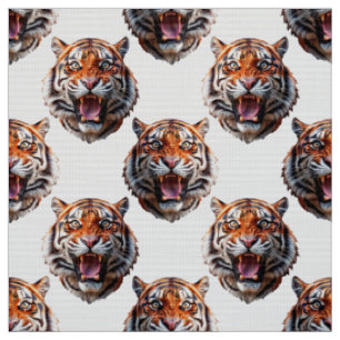 Tissu Conception de motif tête de tigre blanc