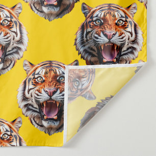 Tissu Conception de motif tête de tigre jaune 