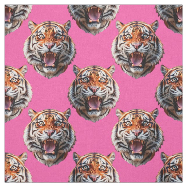 Tissu Conception de motif tête de tigre rose (Échantillon)