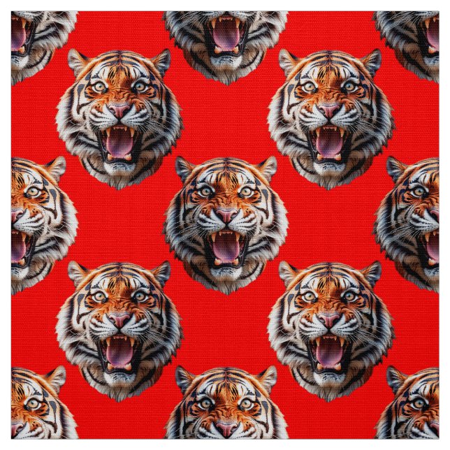 Tissu Conception de motif tête de tigre rouge (Échantillon)