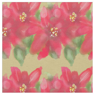 Tissu Conception de Noël au poinsettia peint en rouge et