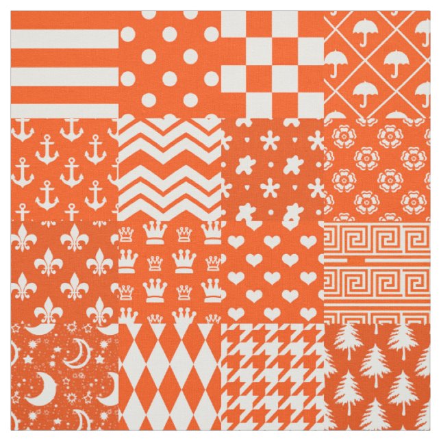 Tissu Conception de Patchwork Motif mixte orange blanc (Échantillon)