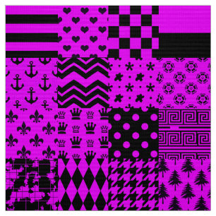 Tissu Conception de Patchwork Motifs mélangés violet noi