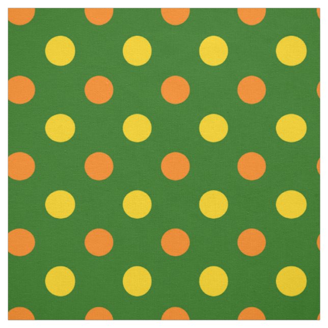 Tissu Conception de points polka jaune orange vert  (Échantillon)