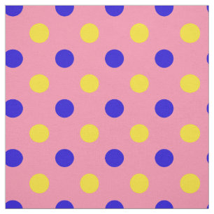 Tissu Conception de points polka rose bleu jaune