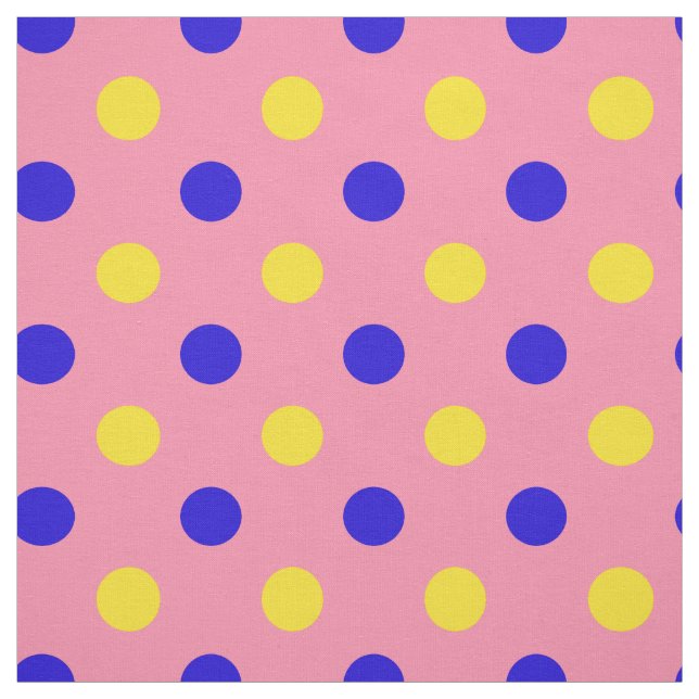 Tissu Conception de points polka rose bleu jaune  (Échantillon)