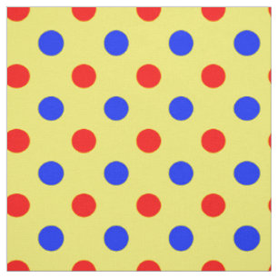 Tissu Conception de points polka rouges bleus jaunes