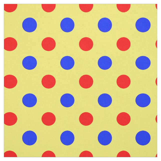 Tissu Conception de points polka rouges bleus jaunes  (Échantillon)