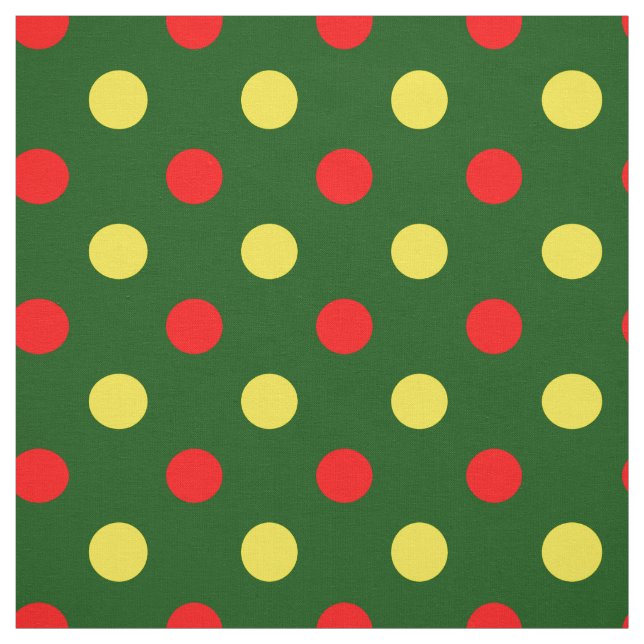 Tissu Conception de pois verts rouges jaunes  (Échantillon)