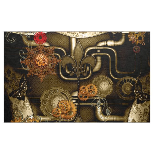 Tissu Conception de Steampunk avec des horloges et des (Yard)