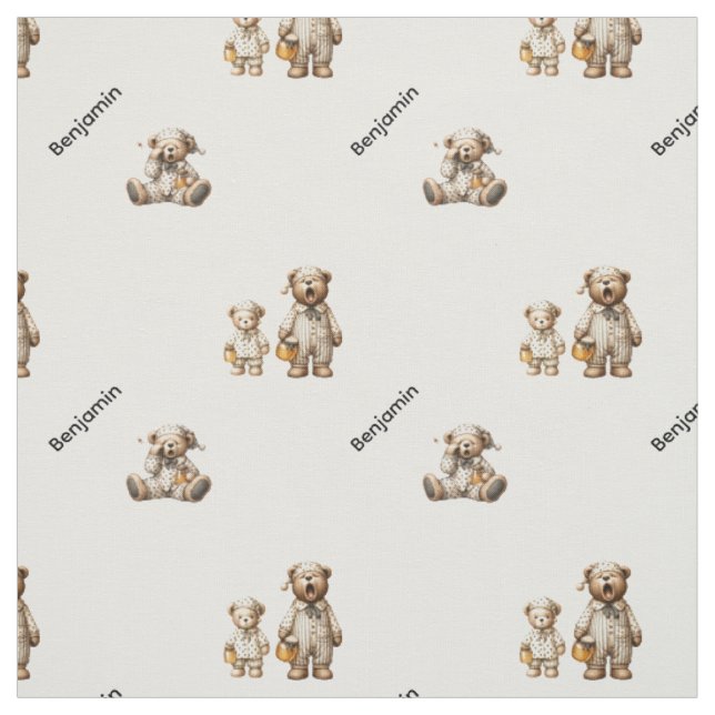 Tissu Conception d'ours endormi confortable avec motif d (Échantillon)