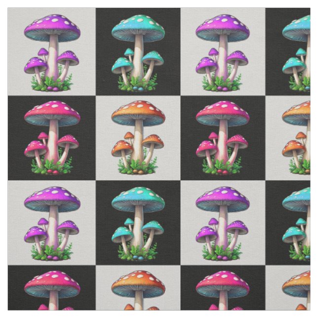 Tissu Conception géométrique À damiers champignon (Échantillon)