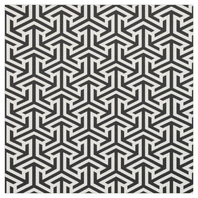 Tissu conception géométrique abstraite en noir et blanc (Échantillon)