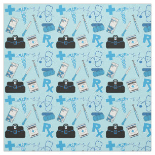 Tissu Conception Motif Médicale - Bleu bébé