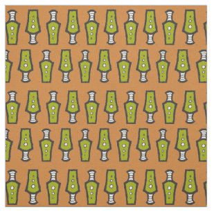 Tissu Conception Tribale Abstraite Verte, Marron, Blanch