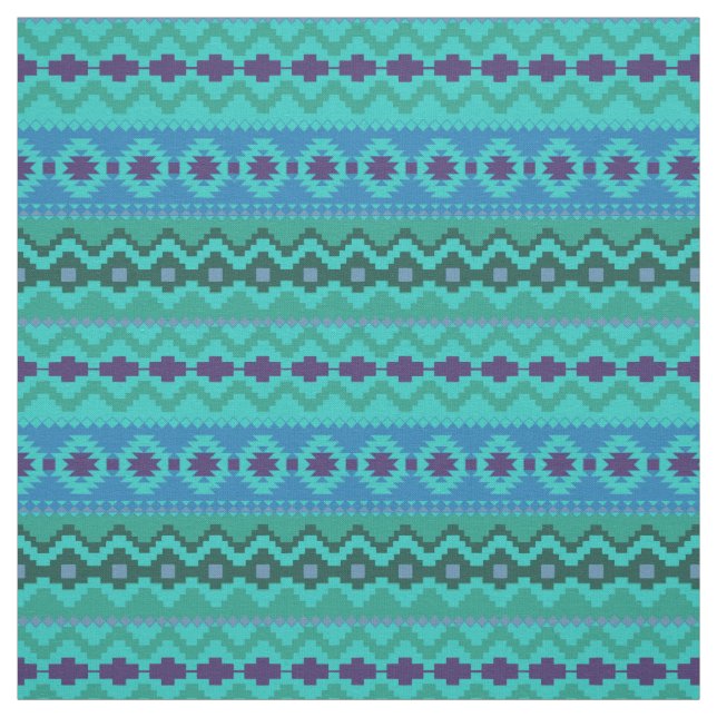 Tissu Conception Tribale Aztèque turquoise (Échantillon)