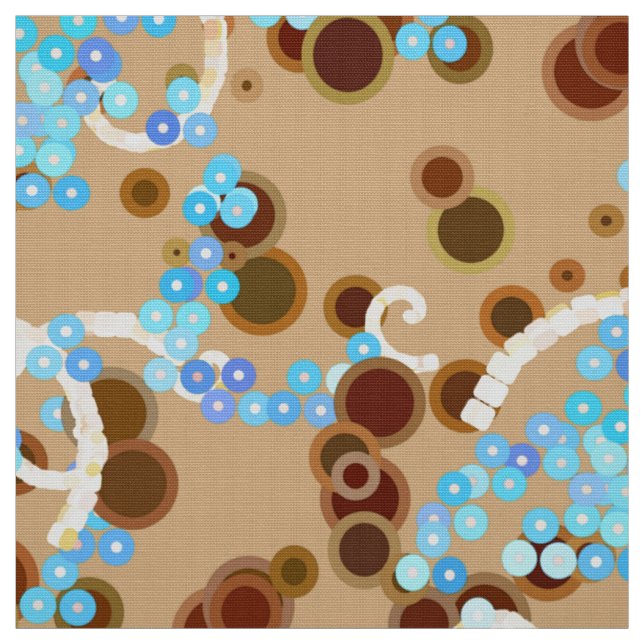 Tissu Confetti Abstrait moderne imprimer, Aqua et Brown (Échantillon)