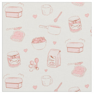 Tissu Confiture et pain à base d'amour Cute boulangerie