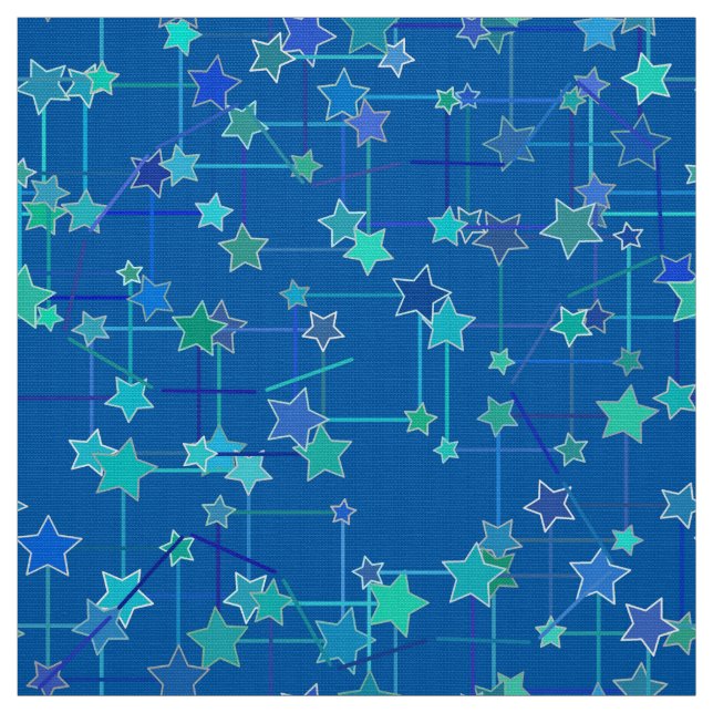 Tissu Constellation abstraite d'étoiles, bleu de cobalt (Échantillon)