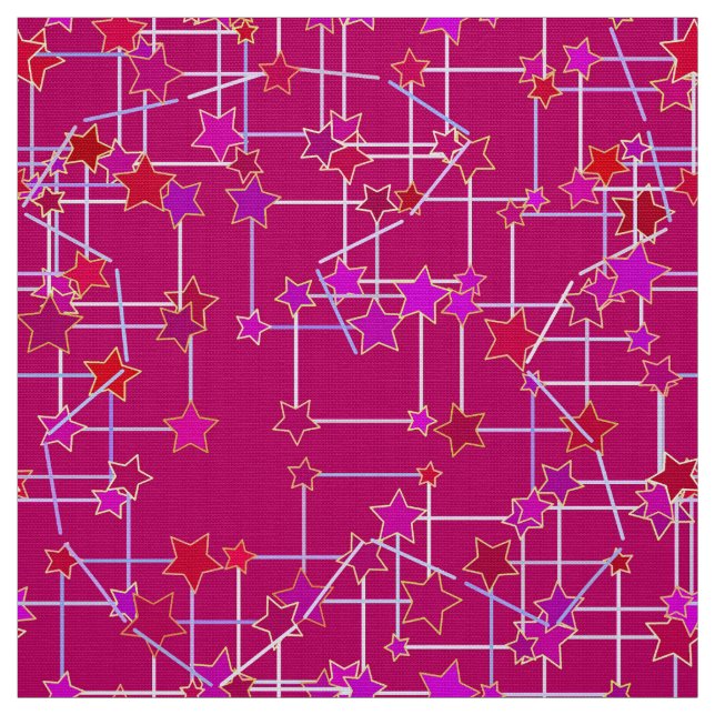Tissu Constellation Abstraite d'étoiles, rose Fuchsia pr (Échantillon)