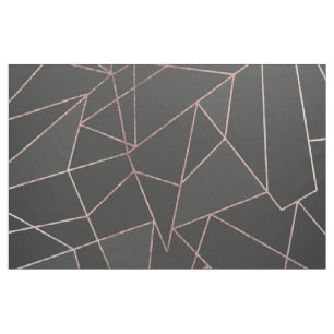 Tissu Contour géométrique d'or rose chic sur le charbo