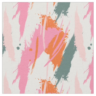 Tissu Contrast brush strokes pink green red 