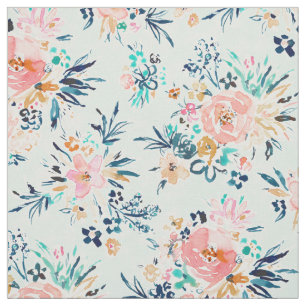 Tissu CONTRE floral romantique d'Aqua de l'ÉTALAGE YA