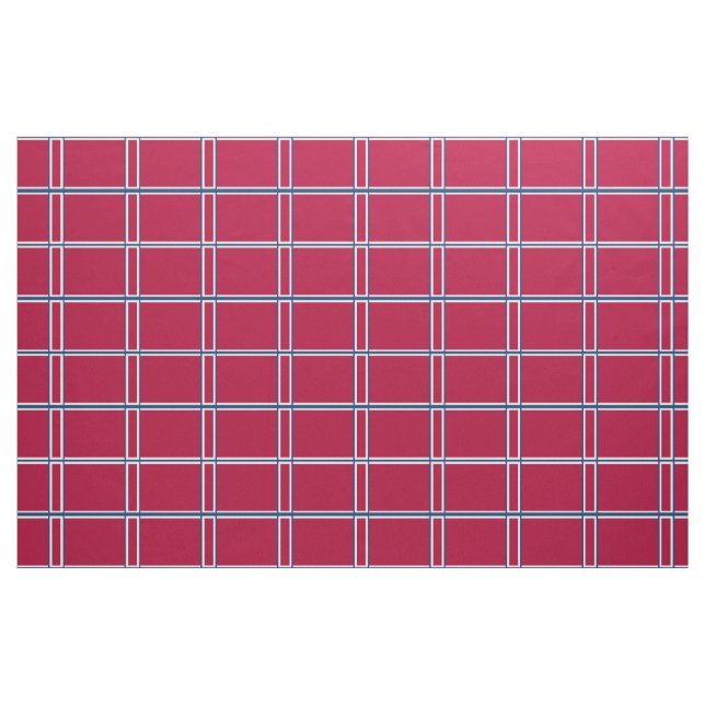 Tissu Contrôle blanc et bleu rouge de vitre (Yard)