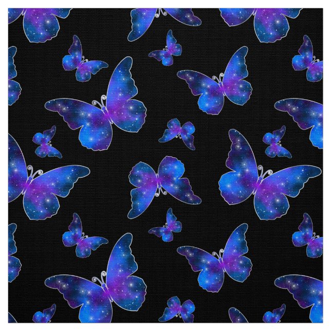 Tissu cool de papillon galaxie bleu foncé motif (Échantillon)