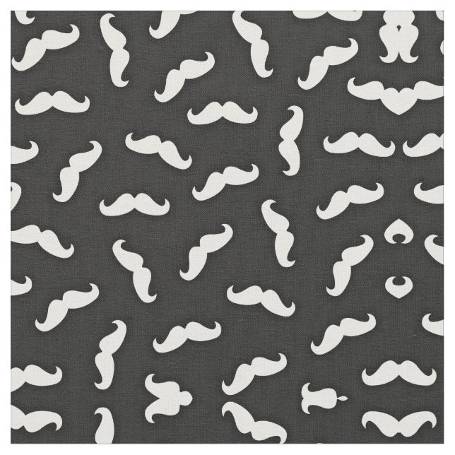 Tissu Cool moderne Noir Blanc Mustache Motif (Fermer)