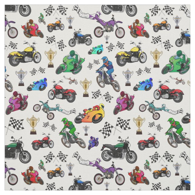 Tissu Cool Motorcycle Illustrations Motif (Échantillon)