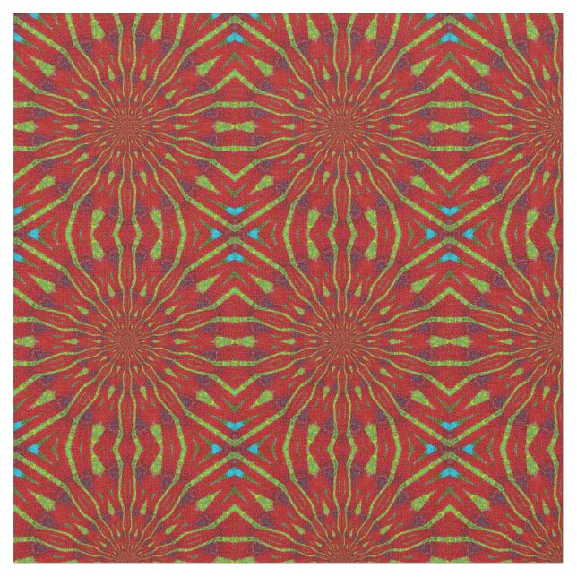 Tissu Cool Rouge moderne Floral Ethnic Textile Tribal Im (Fermer)
