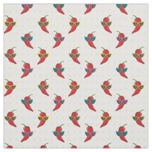 Tissu Cool Shades Red Chile Motif