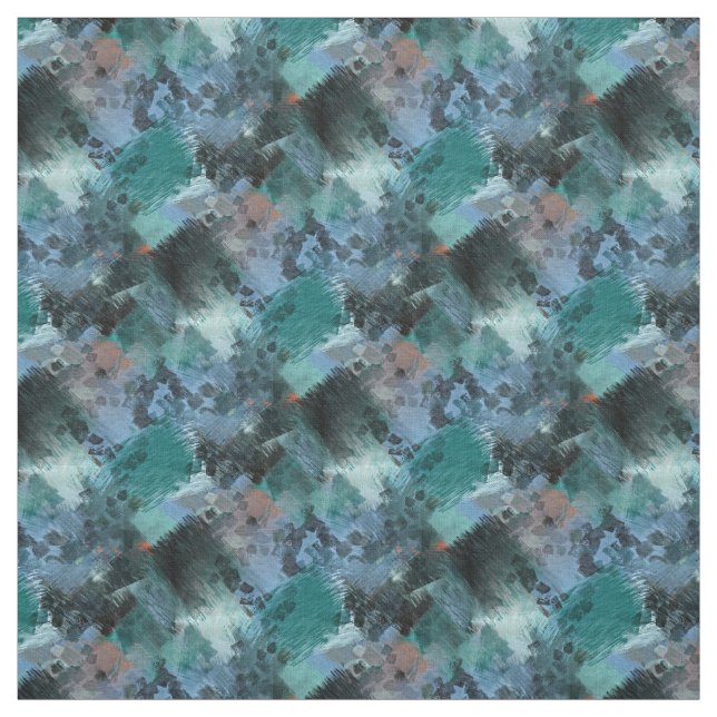 Tissu Cool Turquoise vert violet bleu gris Abstrait Moti (Échantillon)