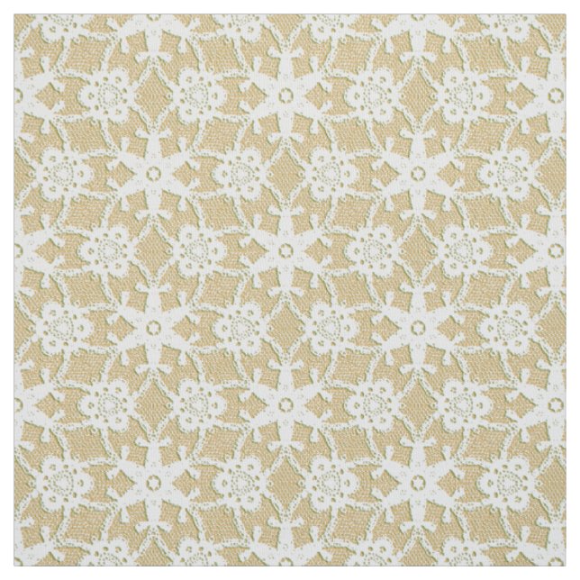 Tissu Copie antique de dentelle - blanc et beige (Échantillon)