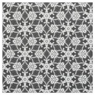 Tissu Copie antique de dentelle - blanc et noir