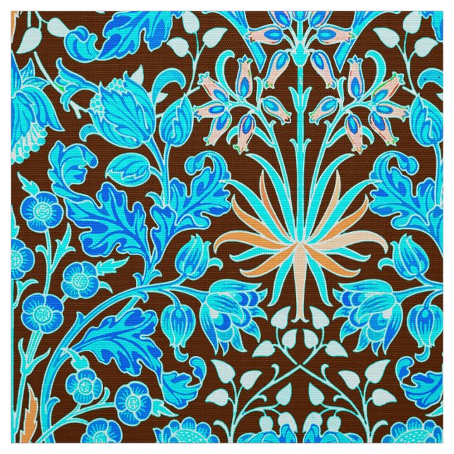 Tissu Copie, Aqua et brun de jacinthe de William Morris (Échantillon)