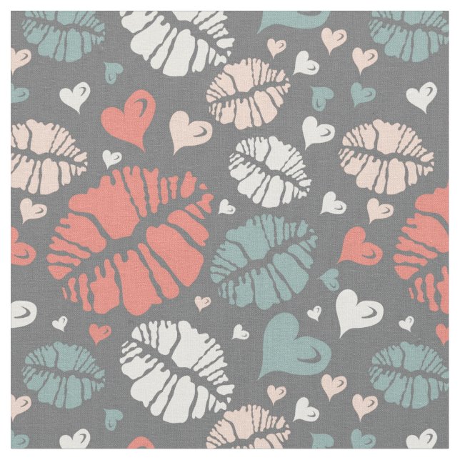 Tissu Copie de baiser et motif de coeur (Fermer)