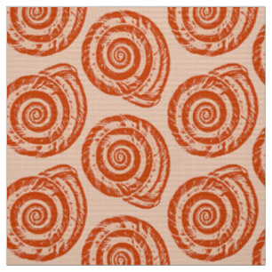 Tissu Copie de bloc en spirale de coquillage, orange de