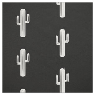 Tissu Copie de cactus en noir et blanc